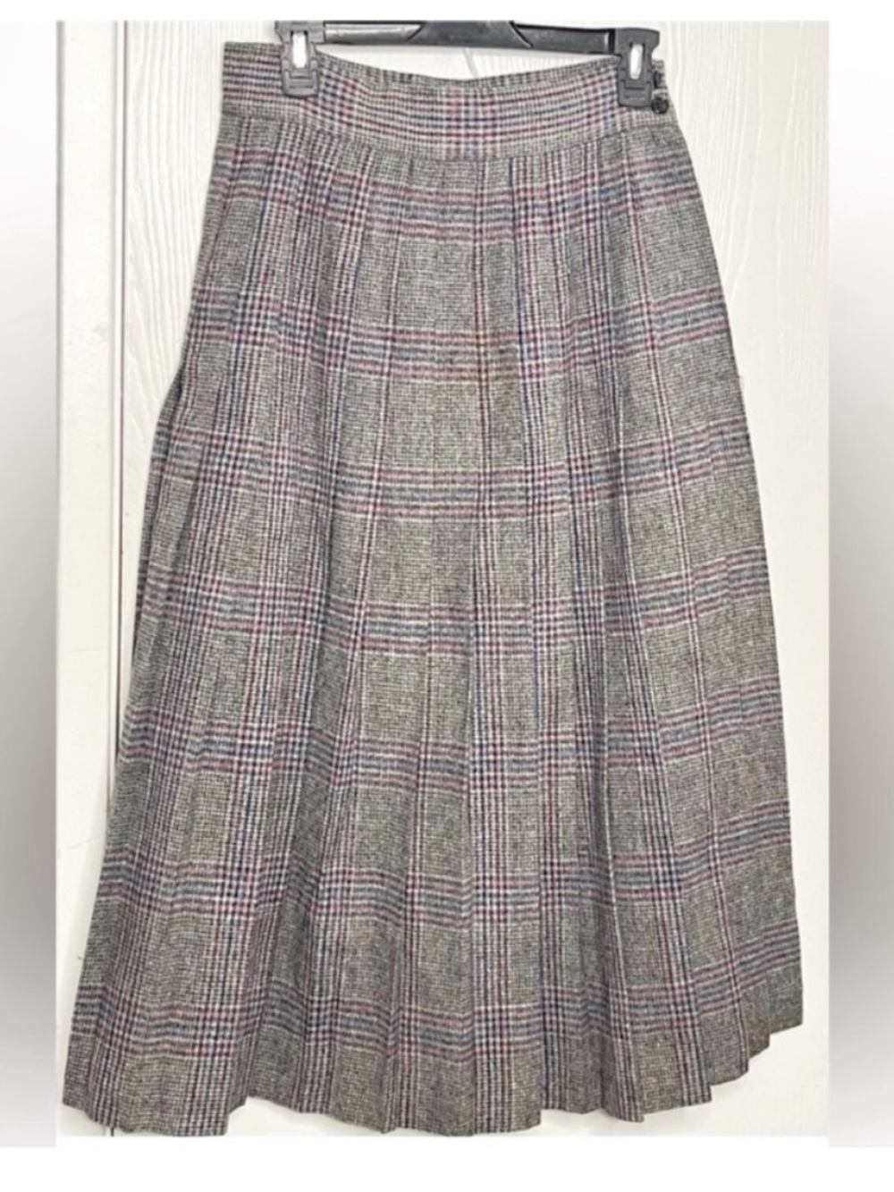 Christian Dior Vintage Wool Plaid Pleated Academia Maxi Skirt Size 8 - Picture 2 of 12